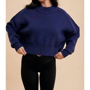 NEW IN-LOOM izzy cropped pullover sweater in indigo